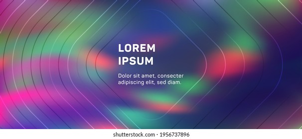 Vibrant voucher geometric holographic vector background. Minimal banner digital backdrop vector design. Gradient motion elements modern poster layout.