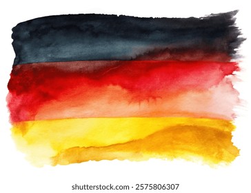 Vibrant watercolor background, German flag colors, artistic abstract design, colorful texture, creative illustration.