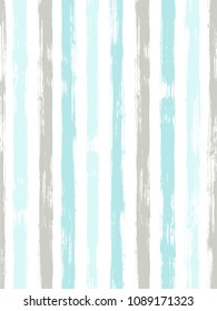 Vibrant watercolor brush stripes pattern on white. Cyan, blue and gray paintbrush lines vertical texture for backdrop. For illustration.