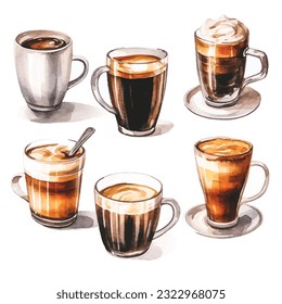 Lebhaftes Aquarellkaffee - Kunstwerk: Augenerholungsdesigns