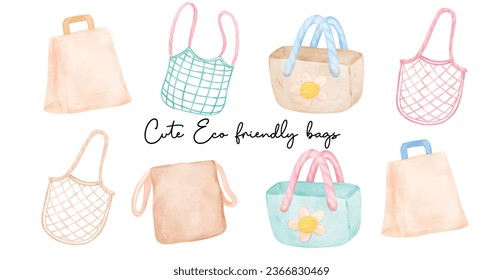 Vibrant watercolor eco-friendly bag collection, a chic and sustainable fashion statement. Hand-painted with artistic flair, perfect for eco-conscious living.