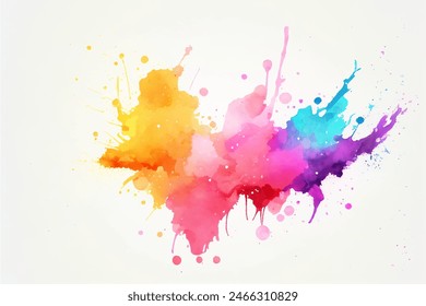 Vibrant Watercolor Rainbow Paint Splash on White Background Vector Illustration. Colorful watercolor paint splash in a rainbow spectrum on a crisp white background. The whimsical design element 