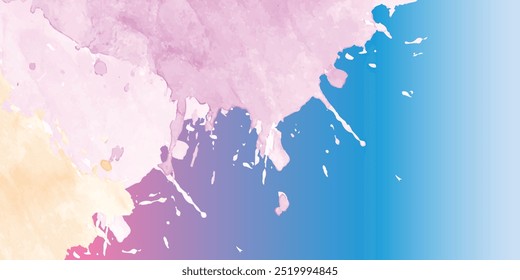 Vibrant Watercolor Rainbow Paint Splash on White Background Vector Illustration. Colorful watercolor paint splashes in a rainbow spectrum. The whimsical design element