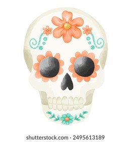 Vibrant Watercolor Skull Art for Day of the Dead Festival