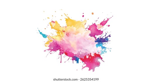 Vibrant Watercolor Splash and Brush Strokes, Imbuing the Canvas with Colorful and Bold Stains, Splashes, and Streaks, All Set Against a Clean White Background for a Contemporary and Artistic Flair.
