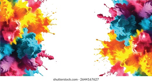 Vibrant Watercolor Splash and Brush Strokes, Imbuing the Canvas with Colorful and Bold Stains, Splashes, and Streaks, All Set Against a Clean White Background for a Contemporary and Artistic Flair.
