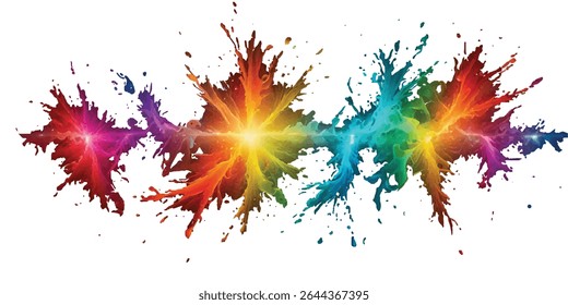 Vibrant Watercolor Splashes Create a Dynamic Abstract Design. A dynamic and colorful explosion of vibrant pigments in a dark studio setting.
