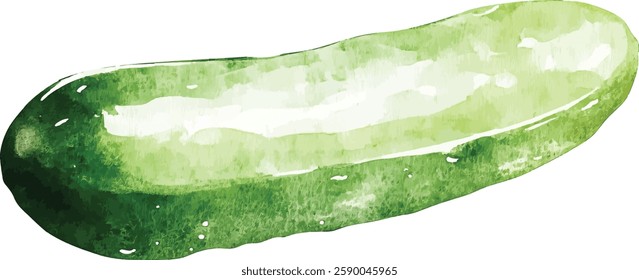 A Vibrant Watercolor vector illustrations of Cucumbers Surrounded by Flowers and Lush Leaves
