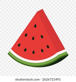 vibrant watermelon slice illustration isolated on transparent background