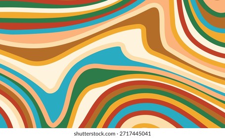Las ondas vibrantes se mezclan con tonos cálidos. Anuncio ondulado de diseño moderno.