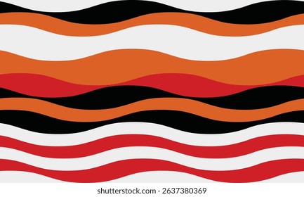 Vibrant, wavy abstract background in bold orange, red, black, and white.  Perfect for website banners, textile design, or adding a dynamic visual element to any project.