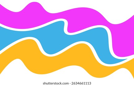 Vibrant Wavy Abstract Background with Pink, Blue, and Yellow Hues