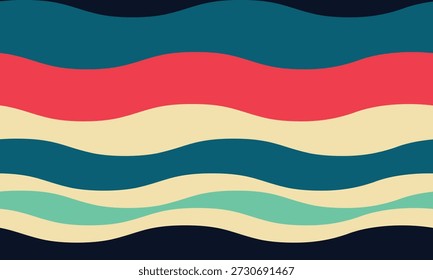 Fondo abstracto vibrante y ondulado en un estilo retro.  Perfecto para Anuncios de Sitio web, publicaciones en redes sociales o diseños impresos.  Evoca sentimientos de calma, movimiento y verano.