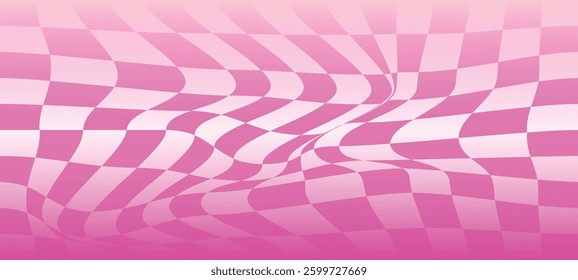 A vibrant, wavy checkerboard pattern with a smooth gradient background