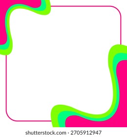 Quadro ondulado vibrante com formas abstratas rosa e verde