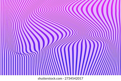Ilustração de linhas onduladas vibrantes com padrão, onda, design, arte e movimento em um fundo abstrato dinâmico de um ponto de vista frontal