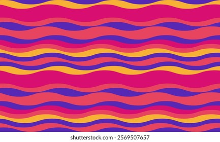 Vibrant wavy stripes in bold, playful colors. Perfect for backgrounds, website design, textiles, or any project needing a fun, energetic aesthetic.  High-resolution image for crisp, clear results.