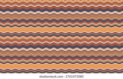 Vibrant wavy stripes in earthy tones create a retroinspired pattern perfect for textile design, website backgrounds, or branding projects.