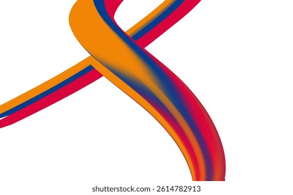 Vibrant Wavy Stripes Red Blue Orange Curved Lines Modern Abstract Flowing Shapes Design with Fluid Motion Background