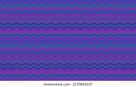 Vibrant wavy stripes in shades of purple and blue create a dynamic, seamless pattern. Ideal for website backgrounds, textile prints, or any design needing a retro, modern feel.