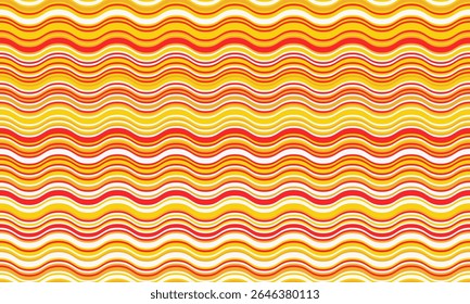 Vibrant wavy stripes in warm yellow, orange, and red create an energetic, optimistic pattern.  Perfect for backgrounds, website designs, textile prints, or any project needing a playful, summery feel.