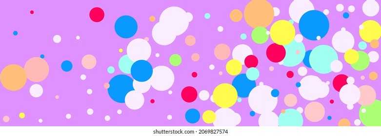 Vibrant White Children Purple Yellow Print. Multicolor Kids Indigo Bright Circles Background. Pastel Violet Play Red Green Dark Illustration. Pink Beige Bordo Blue Rainbow Color Textile.