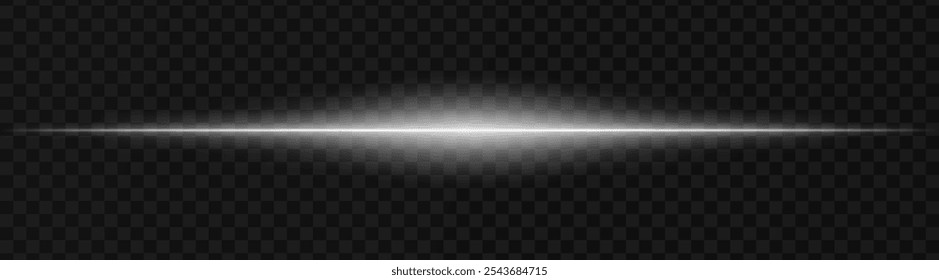 Vibrante haz de luz Horizontal blanco sobre un fondo oscuro y transparente, perfecto para ciencia ficción, gráficos digitales o efectos de neón. Reflejo, proyector, Fondo de pantalla