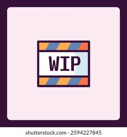 Vibrant WIP Icon Sign Illustrating Project Development and Creativity