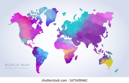 vibrant world map colors vector hand drawn vibrant watercolor world map isolated on white background vibrant world map colors color tour colour nails hand texture europe travel isolated colourful amer