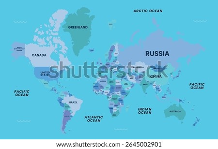 Vibrant World Map with Country Borders