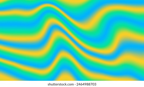 Esthétique dynamique de l'an 2000, arrière-plan dégradé ondulé, couleurs néons. Holographic Trippy Unreal fond d'écran.  Abstrait Texture fluide déformée psychédélique bleu vert jaune couleurs. Image vectorielle 