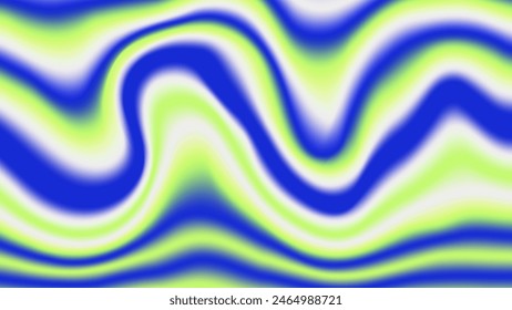 Vibrant Y2K aesthetics wavy gradient background neon colors. Holographic Trippy Unreal wallpaper. Abstract Psychedelic distorted fluid texture blue green colors. Vector