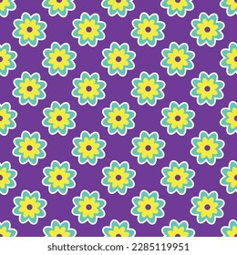 Patrón floral vibrante Y2K. Funny fondo de flores retro