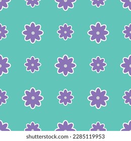 Vibrant Y2K floral pattern. Funny funky retro flowers background