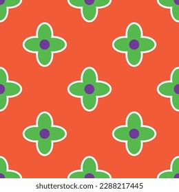 Vibrant Y2K floral pattern. Funny funky retro flowers background