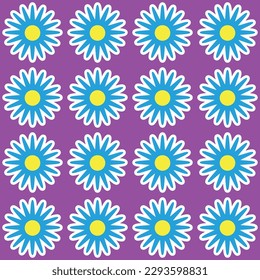 Vibrant Y2K floral pattern. Funny funky retro flowers background