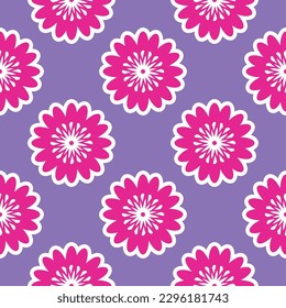 Vibrant Y2K floral pattern. Funny funky retro flowers background