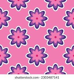 Lebhaftes Y2K Blumenmuster. Funny funky Retro Blumen Muster 