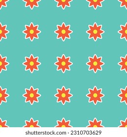 Vibrant Y2K floral pattern. Funny funky retro flowers background