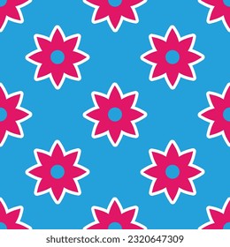 Vibrant Y2K floral pattern. Funny funky retro flowers background