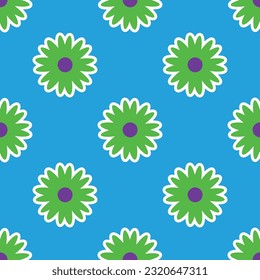 Vibrant Y2K floral pattern. Funny funky retro flowers background
