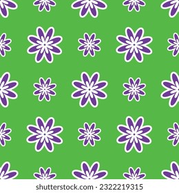 Vibrant Y2K floral pattern. Funny funky retro flowers background