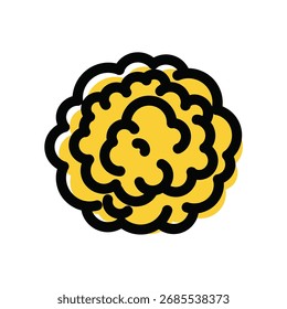 Eine lebendige abstrakte gelbe Vektorgrafik mit dicken schwarzen Umrissen, einzeln auf sauberem weißem Hintergrund. Diese minimalistische Grafik eignet sich für verschiedene Designprojekte.