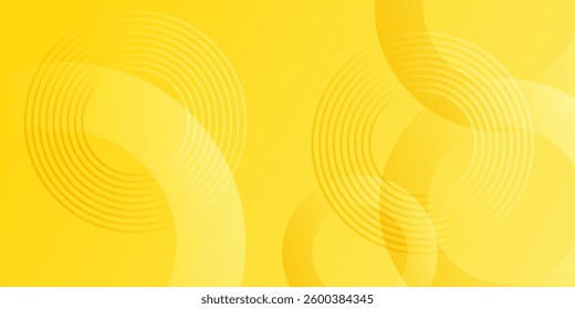 vibrant yellow abstract vector background featuring overlapping circular shapes and thin concentric rings, creating a modern and dynamic design