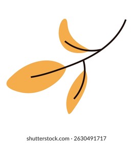 Vibrant yellow autumn falling leaf, simple illustration of natural foliage