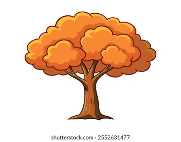 Vibrant Yellow Autumn Tree Illustration	