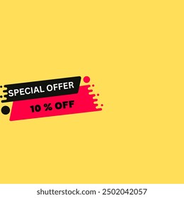 Vibrant yellow background with a bold "Special Offer" banner displaying a 10% discount. Ideal for promotions and sales campaigns.