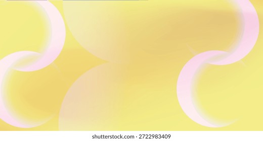 A vibrant yellow background featuring two soft, out-of-focus pink wavy lines, creating a gentle and ethereal abstract composition.