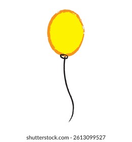 Vibrant Yellow Balloon Illustration with Black String on White Background