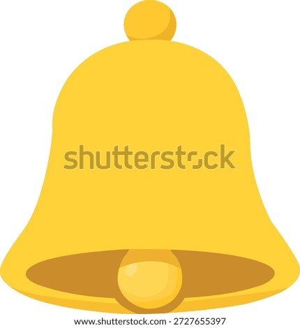Vibrant yellow bell icon with shiny clapper and rounded details